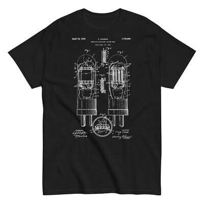 1929 Vacuum Tube Patent   Vintage Electronics Blueprint T-Shirt