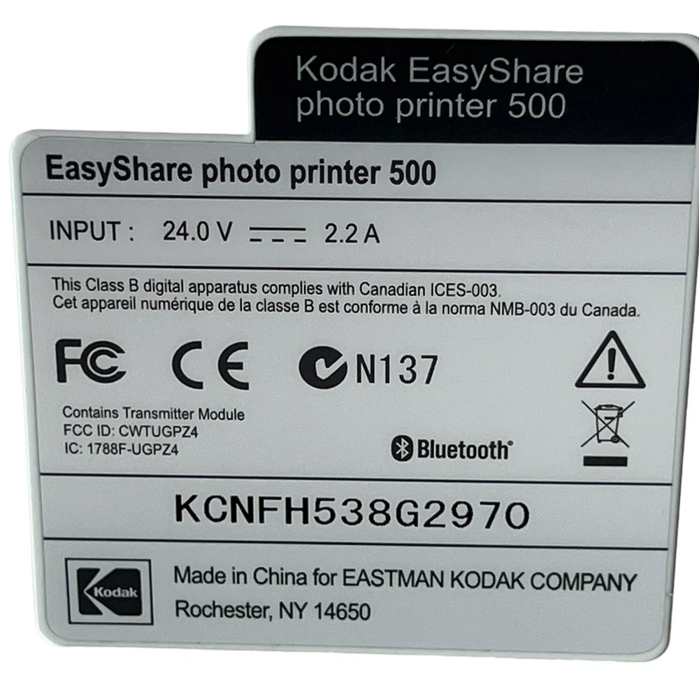 Kodak Easyshare Photo Printer 500 And Additional Color Cartridge & Photo Paper