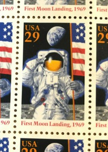 nasa landing moon apollo anniversary 25th 1994 stamp usa