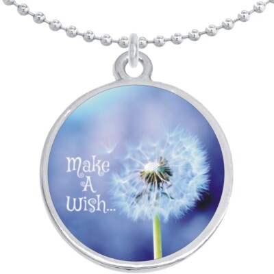 Make a Wish Dandelion Round Pendant Necklace Beautiful Fashion Jewelry 