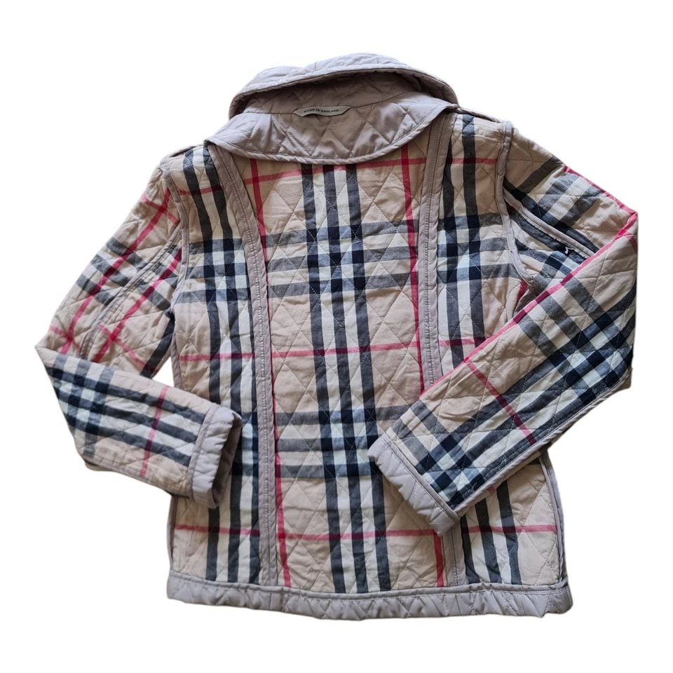 Chaqueta Acolchada Burberry London Forro a Cuadros Nova Beige Guisante Abrigo Chaqueta Talla 38 Foto 4 de 4