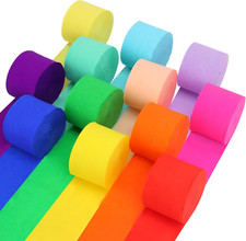 12 Rolls Crepe Paper Streamers, 12 Colors Streamers Party Supplies for Birthd...
