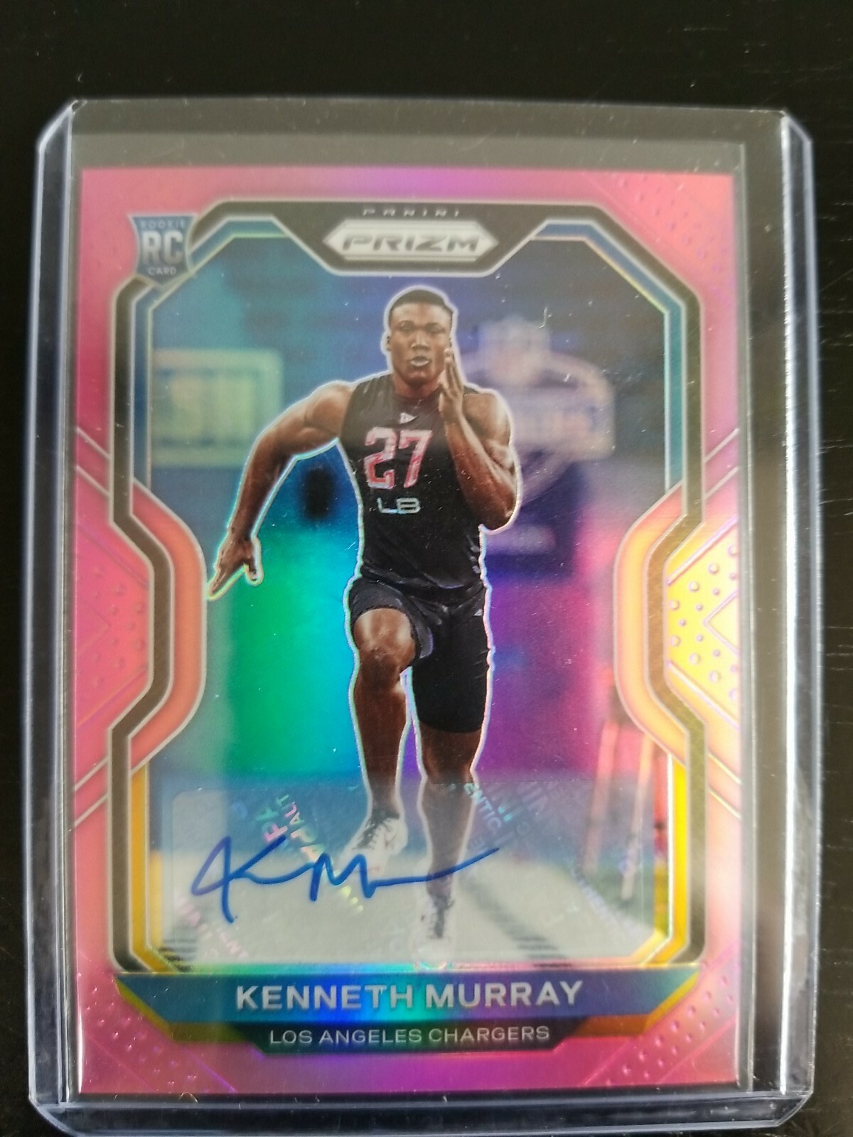 2020 Panini Prizm Kenneth Murray No. 327 Rookie Autographs Pink Chargers