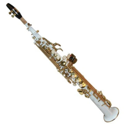 K. Glaser sassofono soprano, bianco, costruzione dritta, 2 archi a S, valigetta + boccaglio