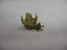 Cute Closed Eye Angel Religious Gold Tone Tie Tack Lapel Pin ~