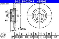 2X ATE 24.0125-0209.1 Bremsscheibe