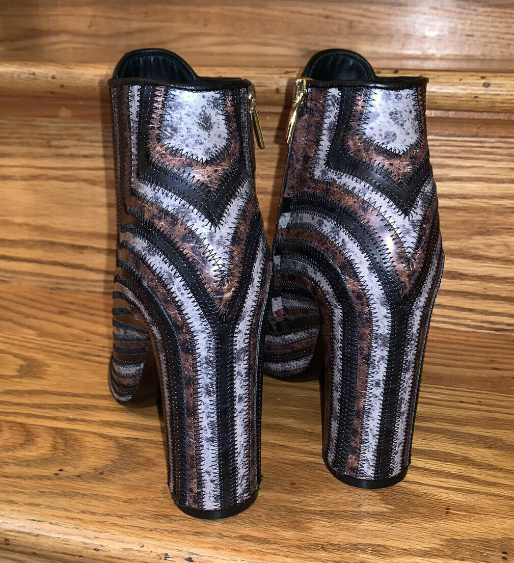 Salvatore Ferragamo Feeling Leather Zig Zag Block Ankle Boots Woman US 7  $1490 | eBay
