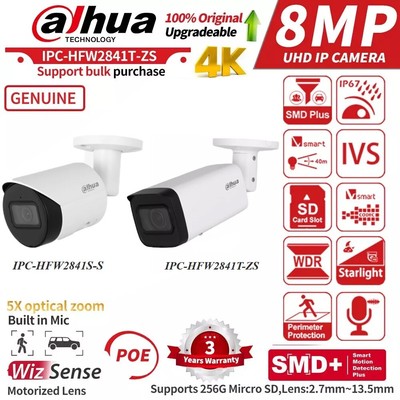 NEW ！US Stock Dahua Wizsense 8MP 4K Starlight POE IP Camera 2841 Series Bullet