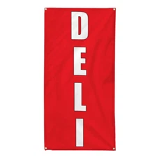 Vertical Vinyl Banner Multiple Sizes Deli Food Red Restaurant and Food Outdoor