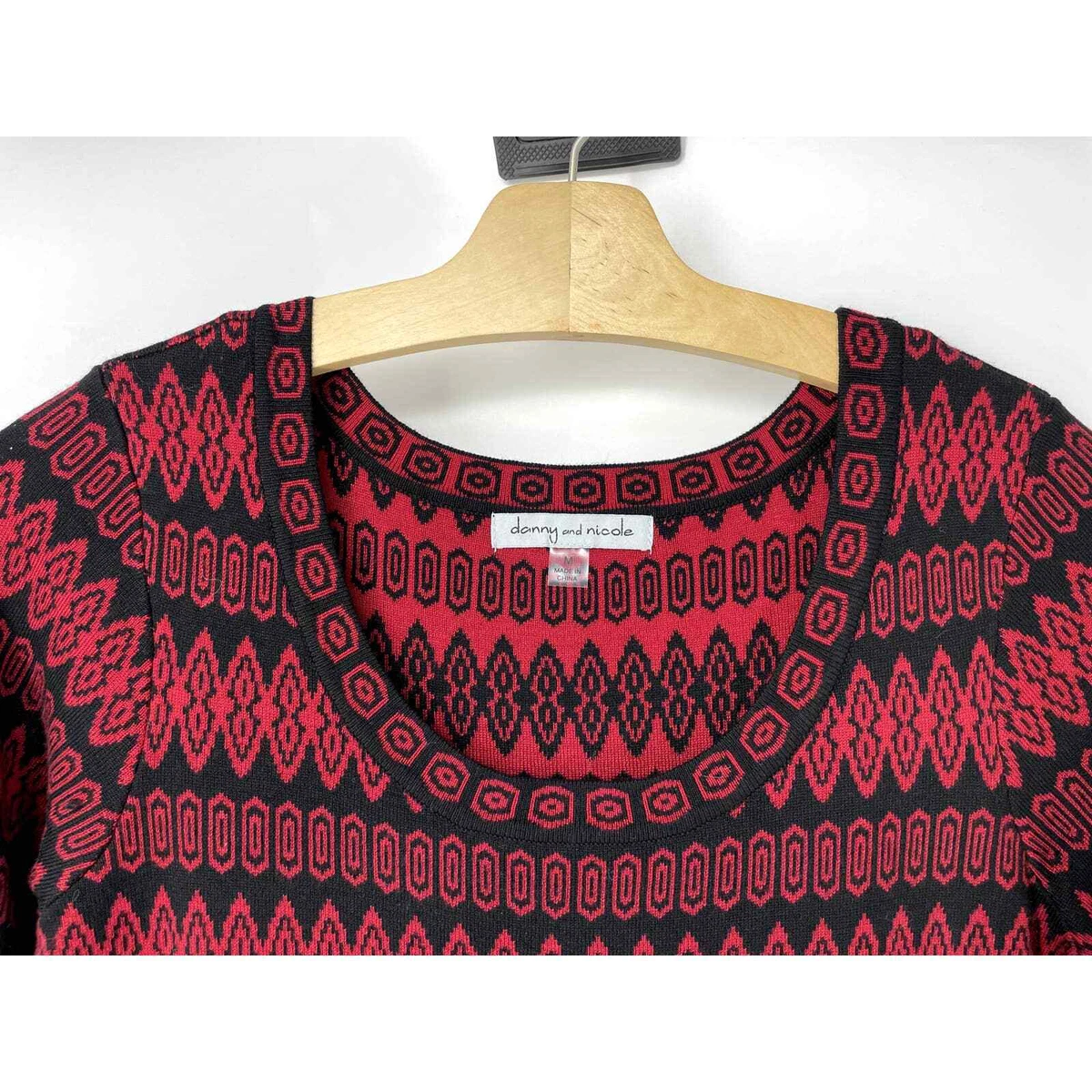 Danny and Nicole Red and Black Sweater Dress Medium