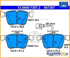 Brake pad set, disc brake ATE 13.0460-7307.2 for Audi