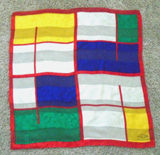 Oscar de la Renta 21x22 Bright Multi Color Geometrical Design Pure Silk Scarf 