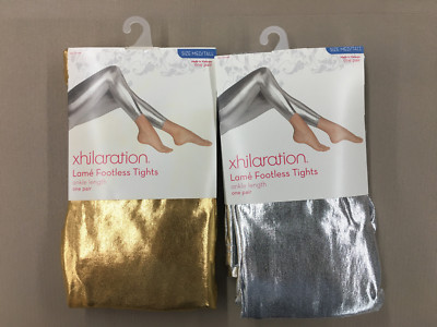 Metallic Leggings Silver Footless Tights Shiny Stretch Leggings In