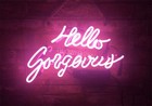 Hello Gorgeous Pink Neon Sign Light Bar Pub Decor Eye-catching Glass 14"x9"