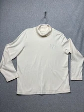 Blair Preppy Log Turtle Mock Neck Long Sleeve Top Womens Large Ivory Classic
