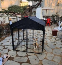XS Dog Kennels Outdoor Metal Pet House Cage Backyard Exercise Playpen with Cover