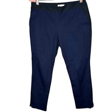 Eileen Fisher Navy Black Organic Cotton Slim Ankle Side Zip Pant Size PS/PP