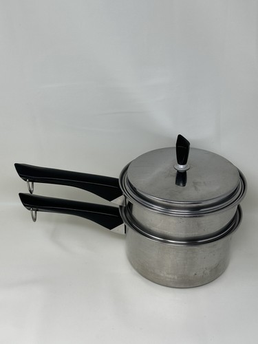 Caldaia Imperiale Doppia Acciaio Inox 1,5 Quart Con Coperchio Vintage - Foto 13 di 13