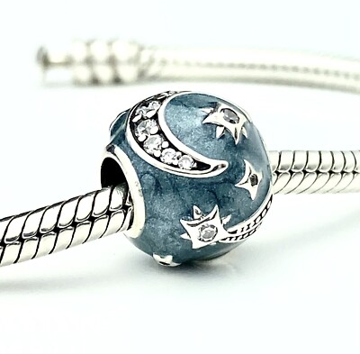 Sternennacht Charm Bead Milchstraße Planet Stern echt 925 Sterling Silber  