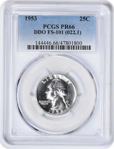 1953 Washington Silver Quarter DDO FS-101 PR66 PCGS