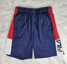 FILA Size L 14-16 Boys Blue Red Athletic w/Pockets Performance Track Shorts