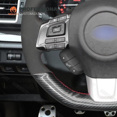 Carbon Fiber Suede Car Steering Wheel Cover Wrap for Subaru WRX (STI) Levorg D - Picture 4 of 9