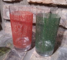 Glasses Christmas Set of Two Red Green Drinking Glasses Santa