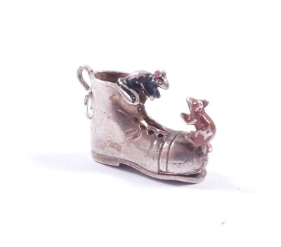 Vintage Silber Nuvo Charm Mäuse spielen in alt 925 Sterling 3,8 Gramm 