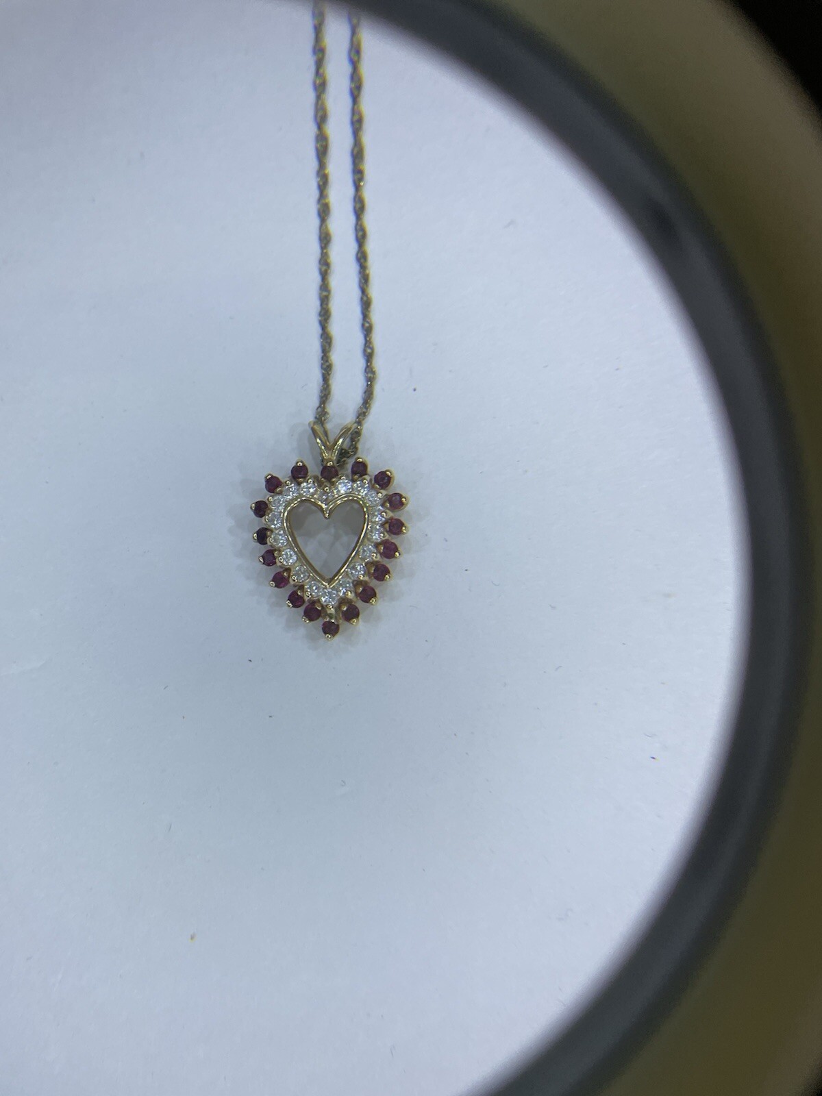 2Ct Round Lab Created Red Ruby Heart Pendant 14K … - image 7