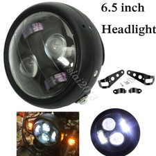 Universal 6.5" Motorcycle Headlight LED High/Low Beam + Bracket For Cafe Racer