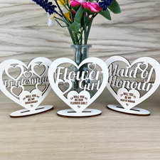 Will You Be My Bridesmaid Flower Girl Maid of Honour Wooden Heart Plaque Gifts