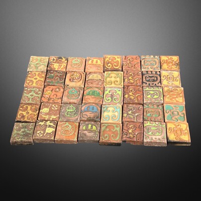 RARE VINTAGE BATCHELDER ART TILE MADE IN LOS ANGELES LOT OF 40 TILES AZTEC MAYA