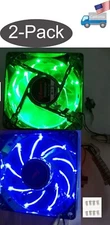 2-pack: Enermax 80mm x 25mm Green/Blue LED Smart Case Fan 3pin + Thermal Control