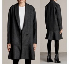 Allsaints Grace Charcoal Grey Wool Coat