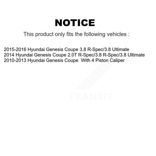Front Coated Disc Brake Rotors & Semi-Metallic Pad Kit For Hyundai Genesis Coupe - Picture 2 of 12