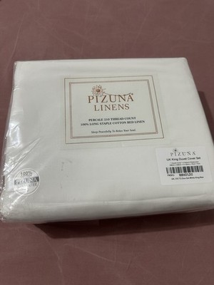 Pizuna Bettwäsche 210 Fäden Baumwollsatin King Bettbezug Set Weiß