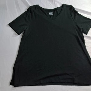 Chico's The Ultimate Tee Women's Size 2 L Black V-Neck Cotton Modal 60/40
