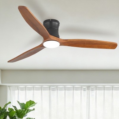 Low Profile Ceiling Fan with Light & Remote Control & 3 Wood Blade 3CCT Dimmable