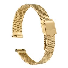 316L Stainless Steel Mesh Watch Band 13mm Quick Release Adjust Strap, Gold