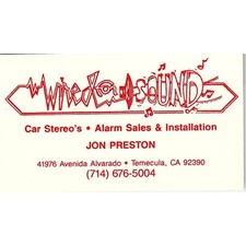 Wired Sound Car Audio Jon Preston Temecula CA Vintage Business Card SC9-B10