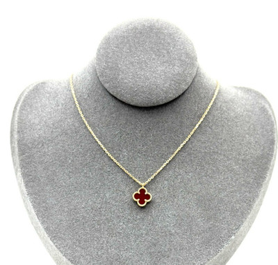 Van Cleef & Arpels Sweet Alhambra Necklace 18K Rose Gold with Red Carnelian