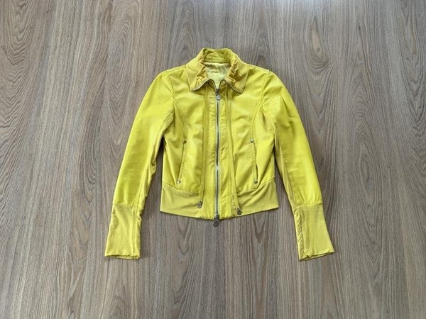 Damen Patrizia Pepe Jacke Gelb Leder 38 / M /