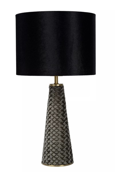 Tischleuchte Blendarm Stoff Schwarz Grau Schlafzimmer 47 Cm E27 Tischlampe Klein-image