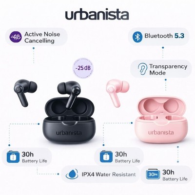 Urbanista Santiago Bluetooth In-Ear Kopfhörer ANC-25dB True Wireless 24h Playti