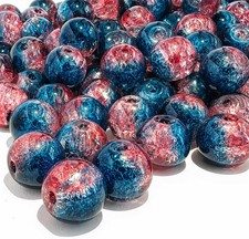 YRTFBIW 50Pcs 10mm Crackle Glass Beads for Jewelry Making - Round Spacer Crys...