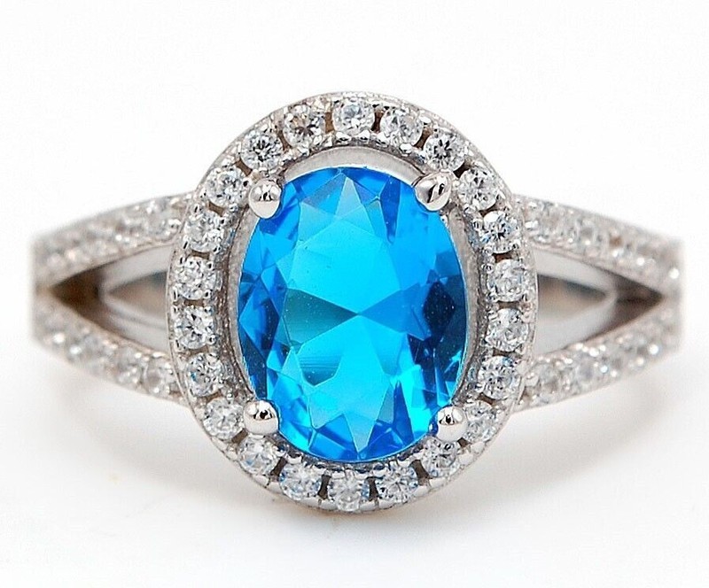 Heat Treated 3CT Blue Topaz 925 Solid Sterling Silver Ring Jewelry Sz 6 &6-7