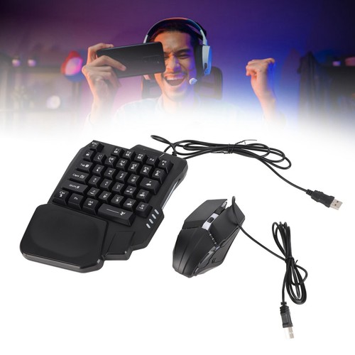 RGB Backlit Keyboard Mouse Combo Single Hand Gaming Keypad Mouse Converter Wi FY - Afbeelding 4 van 22