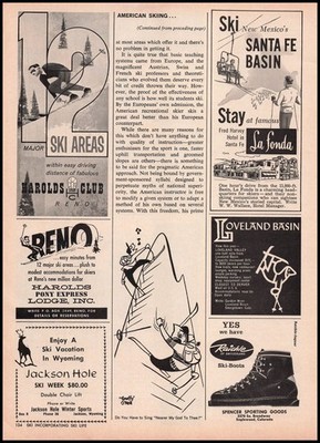 1961 Santa Fe New Mexico Snow Ski Basin Resort La Fond Lodge Vintage Print Ad