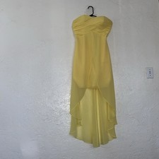 David's Bridal Dress Women 8 Yellow High Low Hi-Low Strapless Chiffon Gown