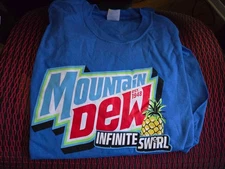 Mountain Dew Infinite Swirl Soda  Pineapple Blue Large T-Shirt  Port&Co